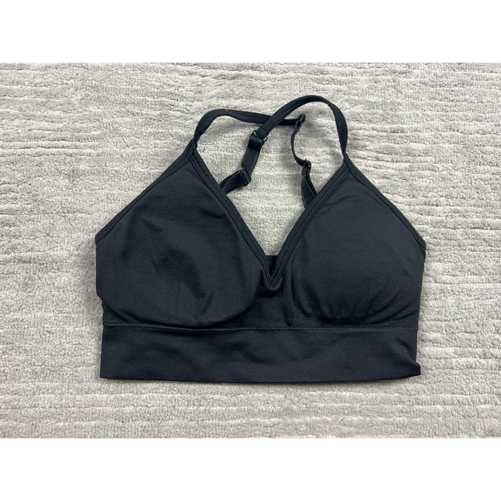 Secret Treasures Bralette Womens Small Black Seamless V-Neck Adjustable Straps